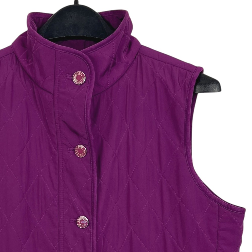 Talbots Quilted Vest Womens Large Purple Excellent Diamond Quilt Equestrian Mock